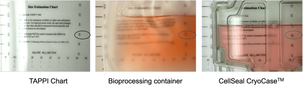 Visual Inspection Comparison of a Cryobag and the CellSeal CryoCase using the TAPPI Chart